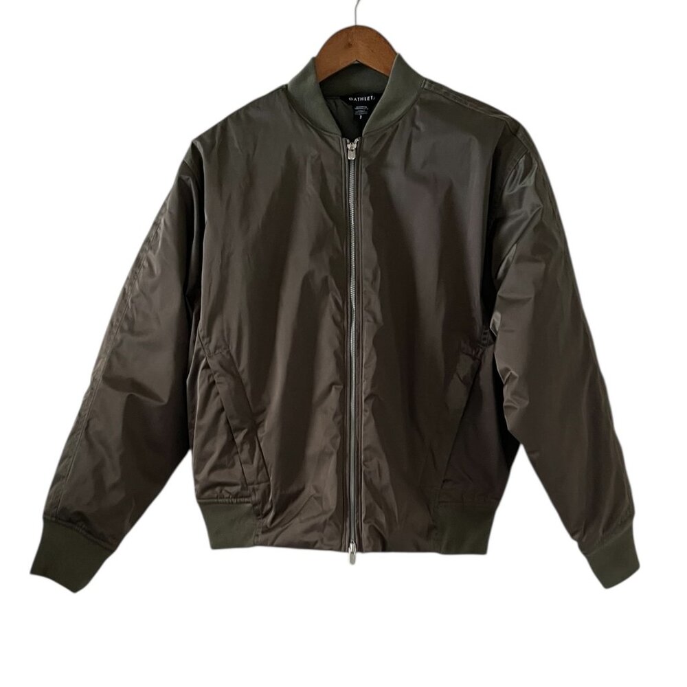 Athleta Sateen Bomber Jacket In Moss Green Size S